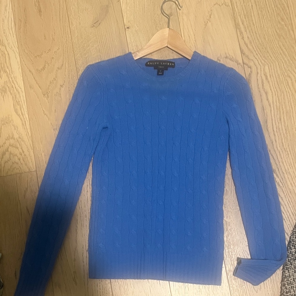 Ralph Lauren Women's Blue Cable Knit Sweater